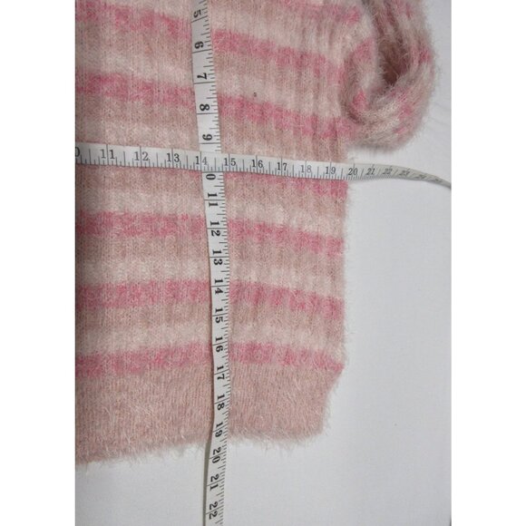 Candie's cozy and soft  pink striped fuzzy mock neck sweater - Picture 10 of 12